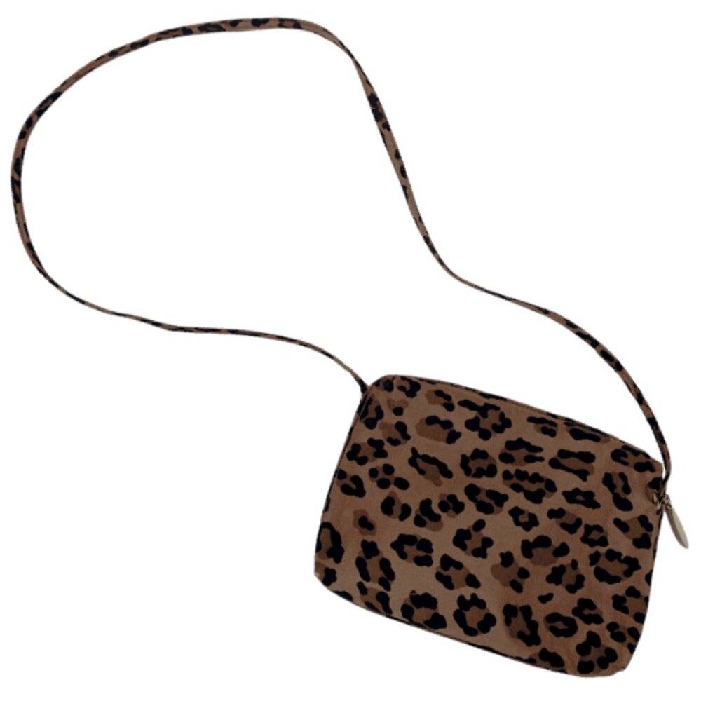 Perfect Little Vintage Cheetah Print Zenith Crossbody Bag from the 80s or 90s